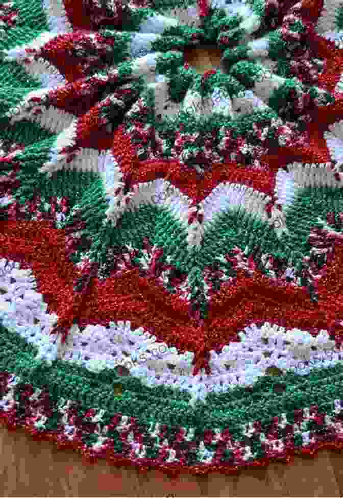 A Circular Crochet Tree Skirt With Intricate Ice Crystals, Snowflakes, And Stars, Rendered In A Pristine Ivory Hue. Crochet Christmas Tree Skirt Patterns Three Unique Crochet Patterns : Crochet Christmas Tree Shells Pattern Easy Christmas Tree Skirt Pattern And Tree For All Your Gift Giving Ideas 2)