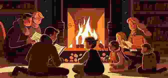 A Cozy Fireside Scene Depicting A Family Gathered Around The Fireplace On Christmas Eve, As Depicted In Lindsay Price's Illustration. Old Christmas Illustrated Lindsay Price