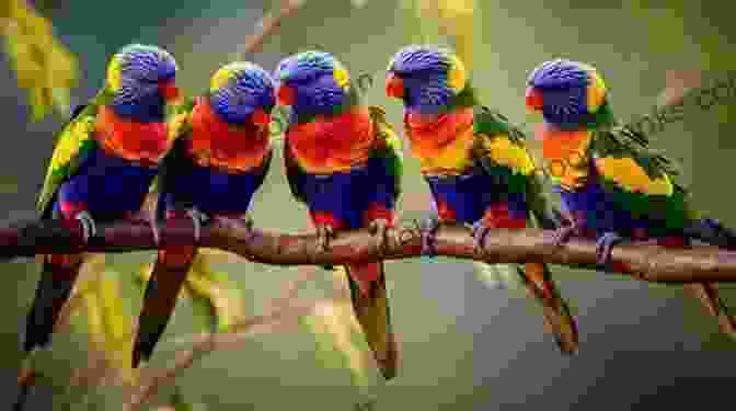 A Group Of Lorikeets Perched On A Branch, Displaying A Kaleidoscope Of Colors In Their Plumage Facts About The Lorikeets (A Picture For Kids 102)