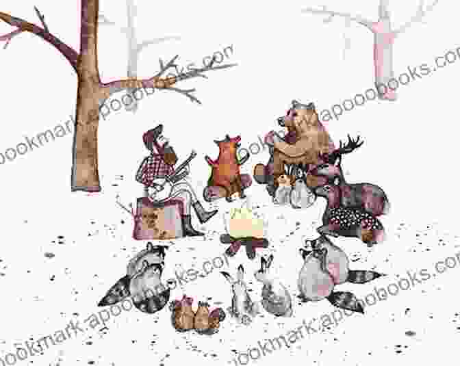 A Wintery Scene Featuring Animals Gathered Around A Glowing Campfire The Snow Show Lindsay Price