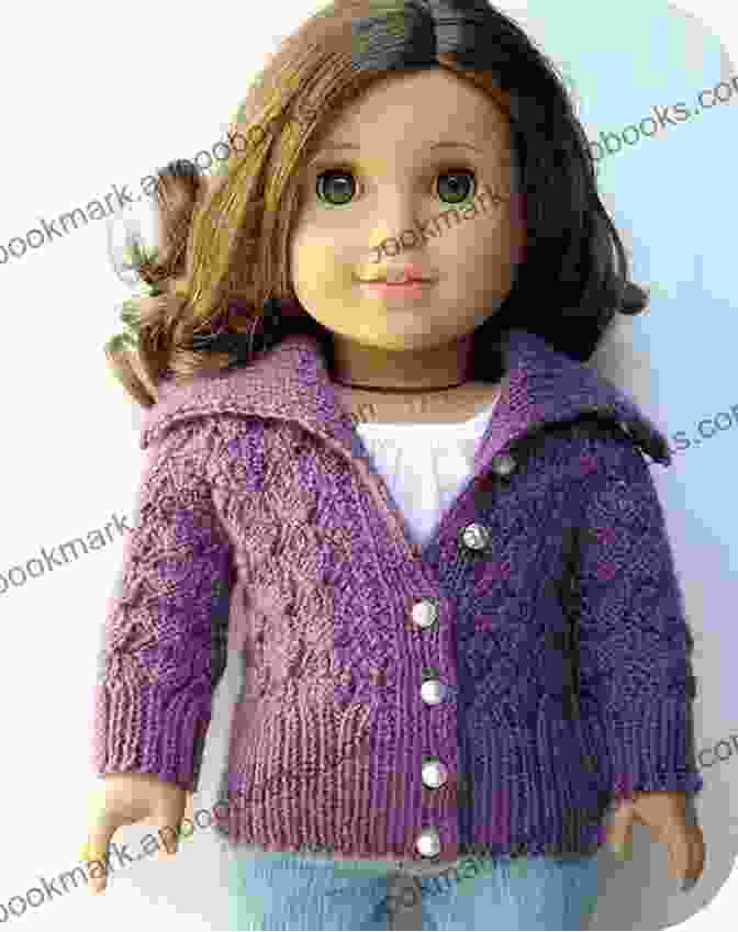 An American Girl Doll Wearing A Knitted Cardigan Days Of The Week Dresses 1: Knitting Patterns Fit American Girl And Other 18 Inch Dolls