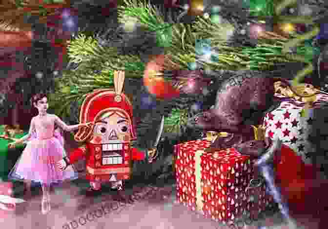 An Illustration Of Marie And The Nutcracker Prince Standing In Front Of A Christmas Tree The Nutcracker And The Mouse King