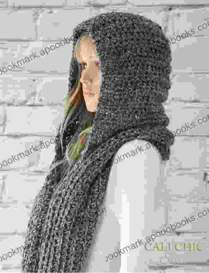 Crocheted Woolen Hooded Scarf In A Vibrant Shade Of Blue, Showcasing Intricate Lacework And A Cozy Hood Simple Crocheted Hooded Scarves: Woolen Hooded Scarves For Crochet Lovers: Woolen Hooded Scarves